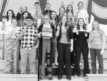 District Champions are pictured back row, L to R: Tatym Jespersen, Gage Davis, Dylan Naslund, Kassidy Roseberry, Isaac Robinson, Jayda From. Middle row, L to R: Mikah Vander Wey, Nadaya Johnson-Mooney, Amanda Toren, Riley Jones, Annalise Busenitz. Front row, L to R: Sadie Vander Wey, Jesus Garza, Tehya From, Shaelyn Welch-Battershaw, Abby Busenitz, Fayth From.