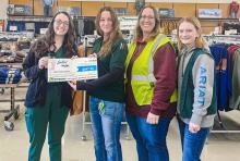 Pictured are L to R: CCH Radiology Manager Laura Eggert, Bomgaars Manager Jody Hissong, Alecia Lanz, and Abby Struckman.