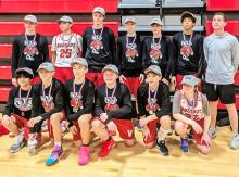 The team is pictured, back row, L to R: Mason Hamilton, Andrew Red Bird, Connor Lurz, Wade Daugherty, Eli Huddle, Royal Foote, Coach Brooks Coleman Front row, L to R: Isaac Mora Lira, Banks Beebout, Ty Benson, Harrison Bargen, Tilden Foster, Dustin Hankins.