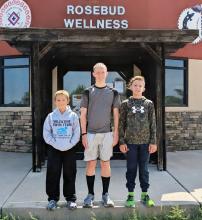Brothers Wade Daugherty, 13, center, and Duke Daugherty, 11, far right teamed up with their friend River Ruby, 11, pictured far left, to form a three-person team called Three Little Legends.