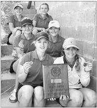 Pictured are from back row, L to R through the front: Kaylee Hanson, Kaetryn Bancroft, Mekallyn Bancroft, Jaycie Cox, Becca McGinley and Nicole Williams. The team is coached by Mr. Muirhead and Mrs. Houdek.