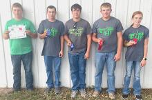 Trap Shooting competitors are pictured from L to R: Matthew Prewitt, Brodie Stengel, Thane Taylor, Dylan Naslund, and Ayden Naslund.