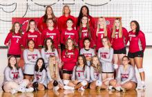 VHS Volleyball: Back Row; Coaches Samantha Hand, Julie Sherbeyn, Courtney Erby. 3rd Row: Caitlynn Mack, Aubrey Johnson, Kinsey Buechle, Finley Mosner, Lainey Egelhoff, Taycee Reimers, Ashlee Bacon, Malika Monroe. 2nd Row: Olena Felton, Savannah Fullerton, Kimber McGinley, Talia Wenig, Sam Sprenger. Front Row: Emma Kreutner, Brooklyn Rademacher, Rylee Ward, Ariana Blume, Cadence Swanson, Sari LaDeaux.