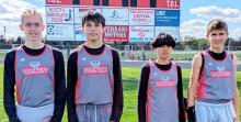 Wade Daugherty, Andrew Red Bird III, Isaac Mora Lira and Eli Huddle made up the 4x400 relay team that took first place at the Valentine Middle School Track Invite.