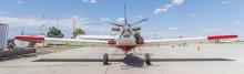 The two seater SEAT plane has been housed at Valentine’s Miller Field since the end of April. The plane can drop 800 gallons of retardant to help control the fire’s movement. SEAT Base manager Justin Nickless said it’s a coordinated effort with firefighters on the ground as to where the retardant is dropped. Photos by Laura Vroman