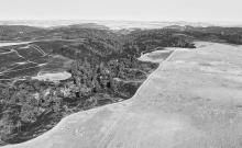 The blackened hillsides of the Post Fire south of Crawford. It was noted that the Ponderosa pines were still standing.