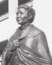 “It is so exciting seeing it in bronze. It’s been a long process of creating the clay and studying her inspiring life, reading all about her,” said artist Benjamin Victor. Photo by Sarah Merza/NNS
