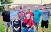 The residents of Cherry Hills enjoyed spending time under the canopy with Al, his wife Jerean and their family. Pictured are back row, L to R: Rich Markus, Pam Markus, Vance Walkling, Dedee Markus, Rusty Markus, Brooks Coleman. Front row: Jerean Walking, and 2024 Hometown Hero Al Walkling.