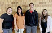 New staff at Valentine Community Schools are pictured from L to R: Trinity Shipley, JJ Thorpe, Marcus Nelson, Sydney Franklin. Not pictured is Sara Mayhew.