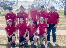 Back row, L to R: Garrett Cumbow, Thurston Ravenscroft, Caden Stankoski, Tanner Two Strike, Brenden Battershaw. Front row, L to R: Nash Hesse, Trevor Two Strike, Aiden Hutchinson, Parker Wackler.