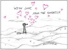Madison Kelber wins Valentine’s Day card contest sponsored by the Valentine Chamber of Commerce.