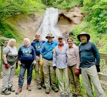 The American Hiking Society Trail Crew volunteered their time in repairing the trail at Fort Falls.