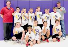 Pictured are back row, L to R: Head Coach Corey Reagle, Cruz Reagle, Ty Benson, Banks Beebout, Wade Daugherty, Tilden Foster, Eli Huddle, Assistant Coach Allen Daugherty. Front row L to R: Tate Ward, Spencer Beebout, Duke Daugherty, Liam LaDeaux, and Collier Reagle.