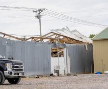 An example of 79 mph wind gusts vs. a metal roof when conditions are just right, located at E. B and Macomb Street.