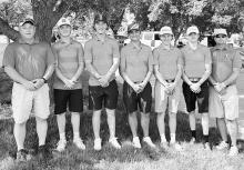 Pictured are from L to R: Coach Devin Muirhead Chris Williams, Ryan O’Kief, Kane Fowler, Brysen Limbach, Jackson Ravenscroft, and Coach Larsen.