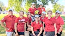 Pictured are back row, L to R: Jaycie Cox, and Mekallyn Bancroft. Front row, L to R: Coach Muirhead, Grace Murphy, Jojo Jordan, Kaylee Hanson, Kaetryn Bancroft, Marybelle Ward, and Coach Houdek.