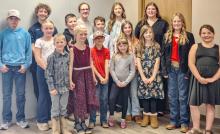 Pictured are back row, L to R: Keene Taylor, Ezra Dorsey, Brooke Brashears, Maysa Jones, Jenalee Garwood. Middle row, L to R: Adley Swanson, Cam Brashears, Boe Tetherow, Bristol Danielski. Front row, L to R: Caleb DeWeerd, Isabella DeWeerd, Brooks Tetherow, Liberty Dean, Kyndel Danielski, Makamry Jones, Jenessa Garwood. Not pictured: RJ Dean.