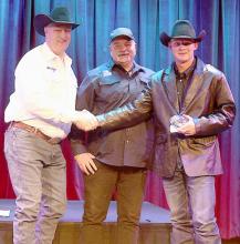Pictured are from L to R: Ote Berry, Matt Finnerty, and Teigen Finnery Heart, Guts, and Try award winner Sage Shrunk.