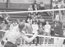Ava Reagle hitting the ball over against Gordon-Rushville.