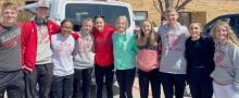VHS students who competed in the Norfolk Classic are pictured from L to R: Dylan Haase, pole vault; Jack Lancaster, 1600 Meter Run; Saylor Biltoft, 4x100 Meter Relay; Becca McGinley, pole vault, 100 Meter High Hurdles and 4x100 Meter Relay; Alivia Patterson 4x100 and 4x400 Meter Relays; Kailee Kellum, Long Jump; Tacey From, 200 Meter Dash, 400 Meter Run, 4x100 Meter Relay, and 4x400 Meter Relay; Grant Springer 3200 Meter Run; MaKenzie Long 4x400 Meter Relay; and Fayth From 4x400 Meter Relay.