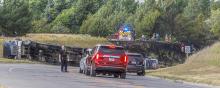 An accident occurred on North Highway 83, Thursday, August 4, 2022 which began a series of fires that area firefighters spent over 20 hours manning. Photo by Laura Vroman