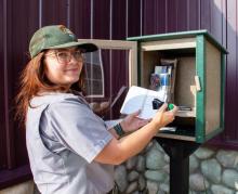 New this fall, the Visitor Center installed a Free Little Library outside the main entrance, along with passport stamp to allow interaction with the public after hours.