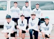 The Badger Team is pictured back row, L to R: Cooper Jordan, Jackson Ravenscroft, and Logan Muirhead. Front row, L to R: Garrett Cumbow, Caden Stankoski, Reeves Witte, and Kanzas Kellum.