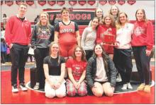 Pictured are the Lady Badger wrestling team who earned their first ever team title for girls wrestling in Valentine. Photo by Lorena Eggert