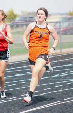 Aubree Johnson in the 200 Meter Dash where she placed first.