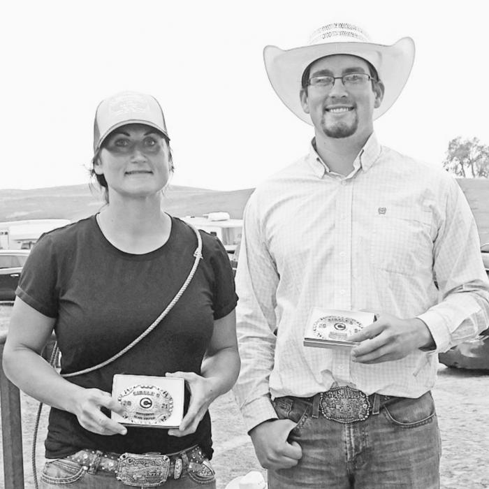 Businessman’s Roping Buckle Winners Katie Jo Morgan and Cord Hesseltine.