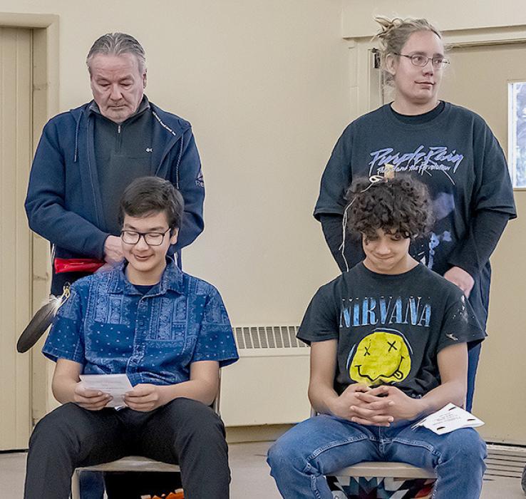 At left and below, the eighth grade students received medicine wheels.