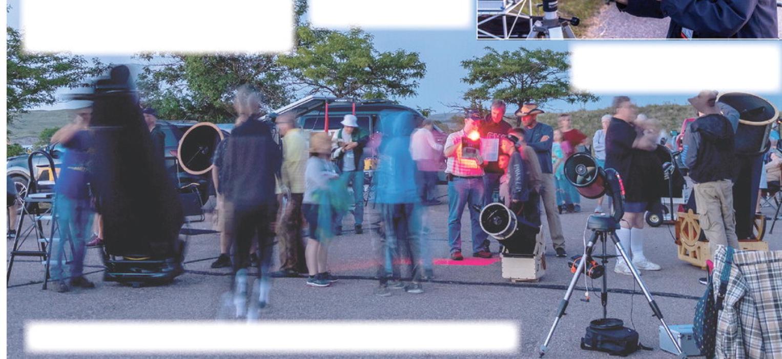 As the sun glows golden in the west, the activity on DOB row intensifies as Star Party organizers ready their large Dobsonian telescopes. These super viewers allow guests to see the infinite nebulae, galaxies, and constellations that are sighted in. Photos by Laura Vroman