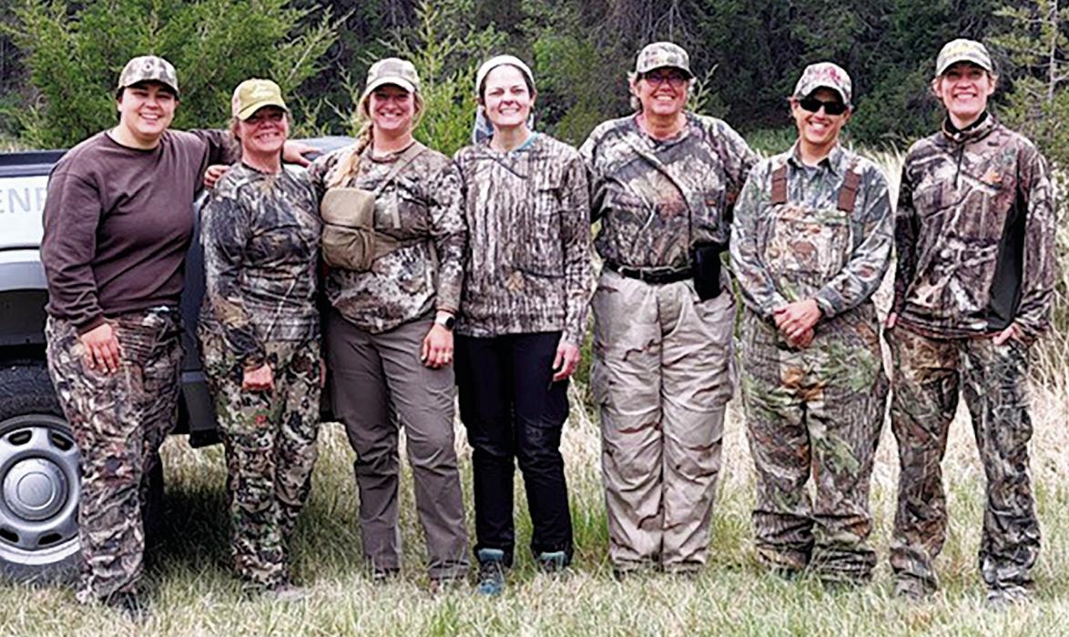 Group Photo include local women Pheasants Forever Hunting Shooting Sports R3 Coordinator Wendy Murphy, Christine Lousias and Nebraska Conservation Officer Dana Miller.