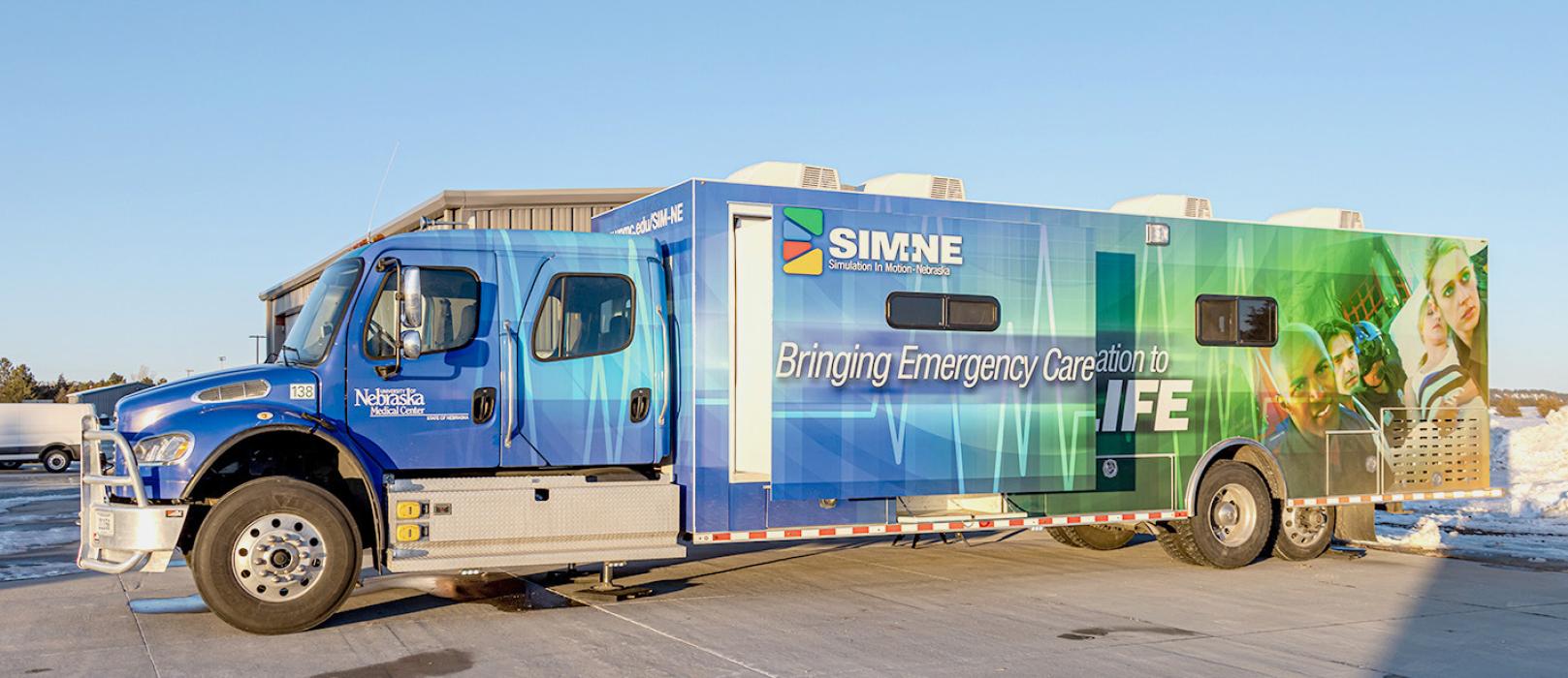 The SimNE truck was the learning center for local EMS and law enforcement training. There are two “classrooms” inside the semi; one that is arranged to simulate the inside of an ambulance and the other as an emergency room. Photos by Laura Vroman