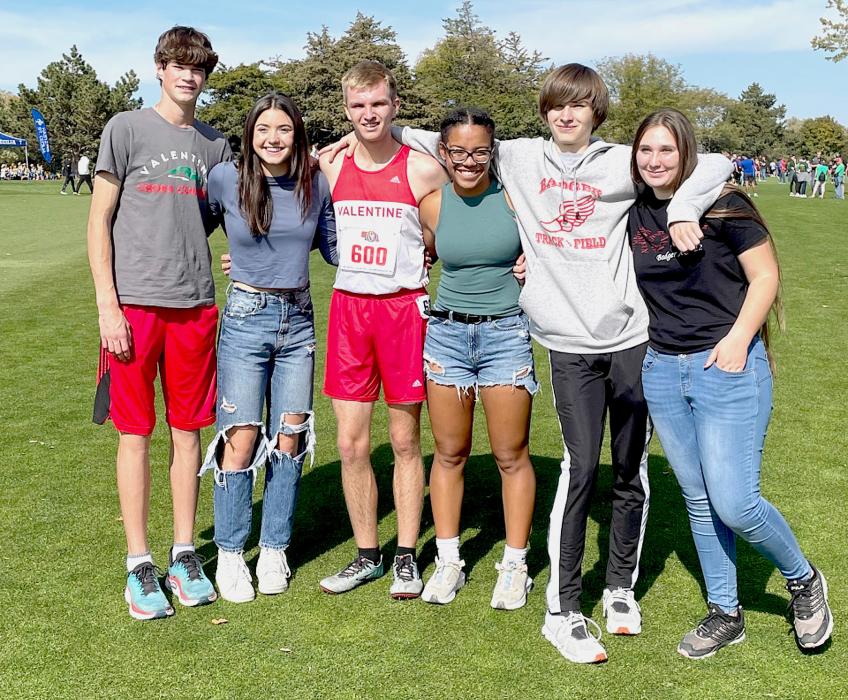 Pictured are teammates: Isaac Cronin, Alivia Patterson, Grant Springer who attended NSAA State XC, Saylor Biltoft, Landen Mooney, and Grace Maunu.