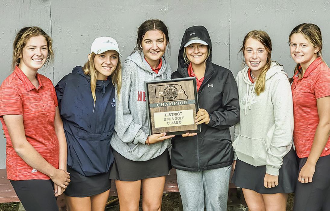 The Lady Badger Golf Team is the District Girls Golf Class C Champions! Pictured are from L to R: Marybelle Ward, Kaetryn Bancroft, Mekallyn Bancroft, Jaycie Cox, Kaylee Hanson, and Jojo Jordan.