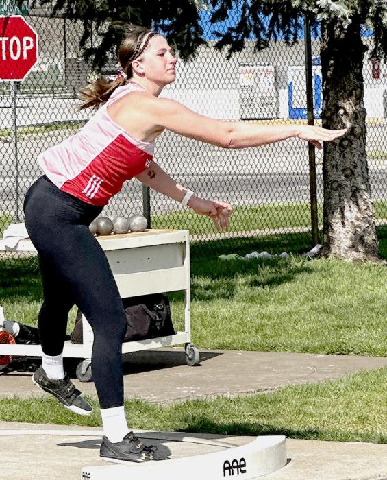 Kinsey Buechle in the Shot Put where she threw 32’ 5”.