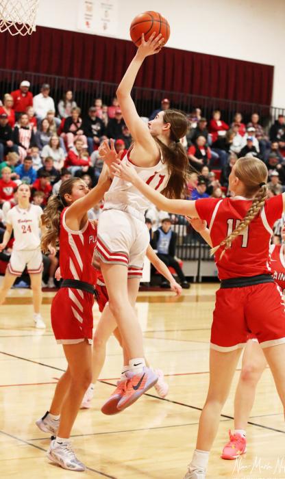 Paige Sprenger #11 lay up against Perkins County.