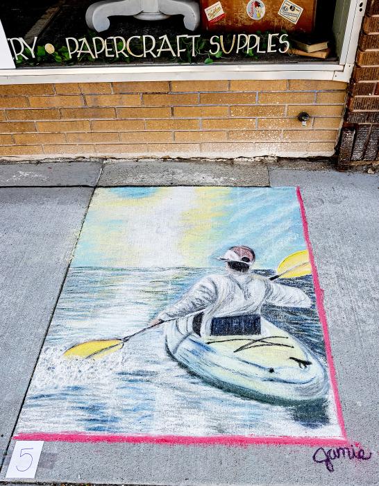 There were 12 entries in the sidewalk chalk art contest this year - its inaugural year - and this amazing kayaker was done by Jamie Elliott. The theme was Small town • Big adventure. See more Crazy Day and Block Party photos on page 9. Photo by Laura Vroman