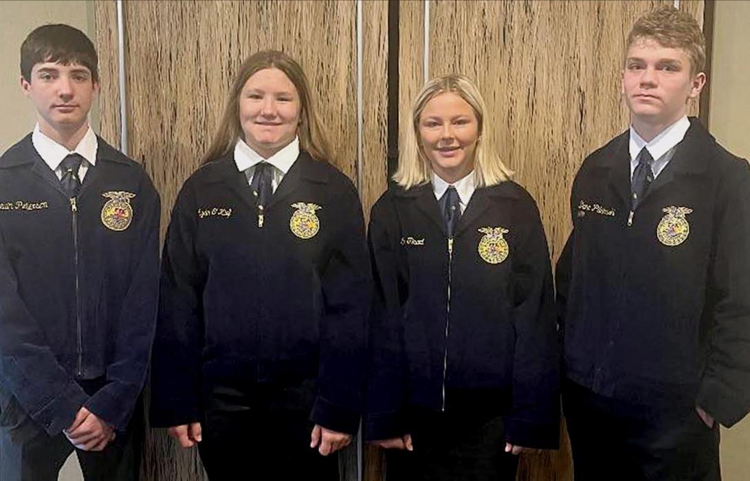 Junior High Quiz Bowl are pictured L to R: Reeves Witte, Madi Pitts, Grace Murphy, and Colten Pilakowski.