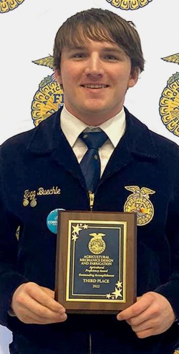 Tagg Buechle earned third place in Proficiency Ag Mechanics Design and Fabrication.