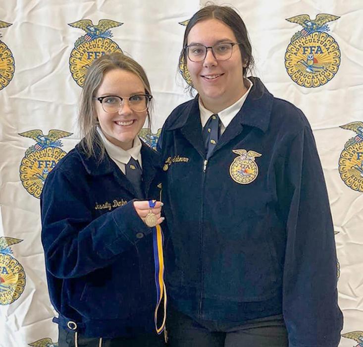 Kassity Denbo and Mya Shelbourn earned first place in Agriscience Fair Animal Systems Division 6.