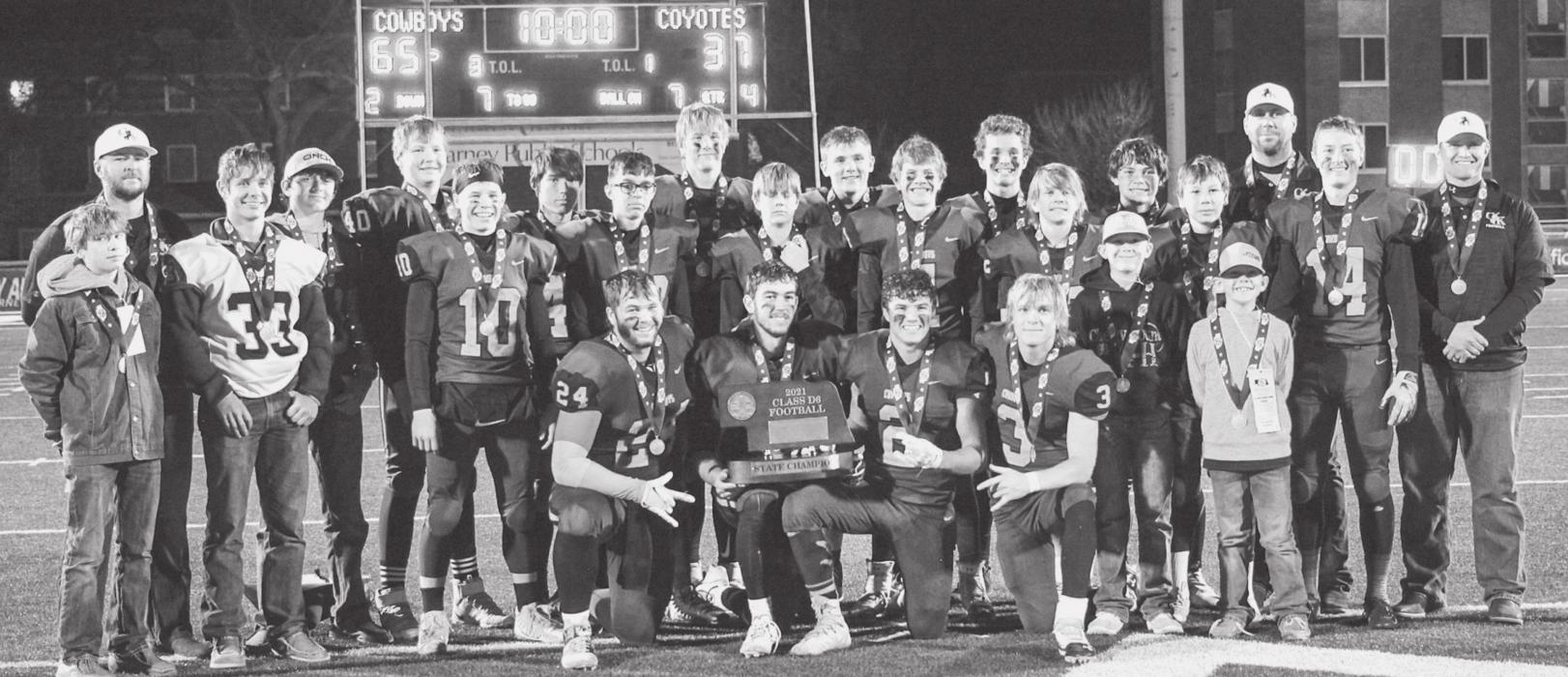 Back row, L to R: Head Coach Landon Miller, Drew Farrell, Cooper Pitkin, Dominic Fresquez, Trey Hand, Dylan Naslund, Jasper Roseberry, Jacob Knox, Assistant Coach Trent Ford. Middle row, L to R: Manager Kaden McNare, Gabe Glines, Cooper Fay, Tylan Blume, Traper Scheid, Byron Skinner, Brady Skinner, Manager Bentley Ford, Tristan Fish, Manager T.C. Ford, Assistant Coach Erick Wickman. Front row, L to R: Tucker Ravenscroft, Gage Davis, Peyton Sterkel, and Cactus Millar. Photos by Shontell Roseberry