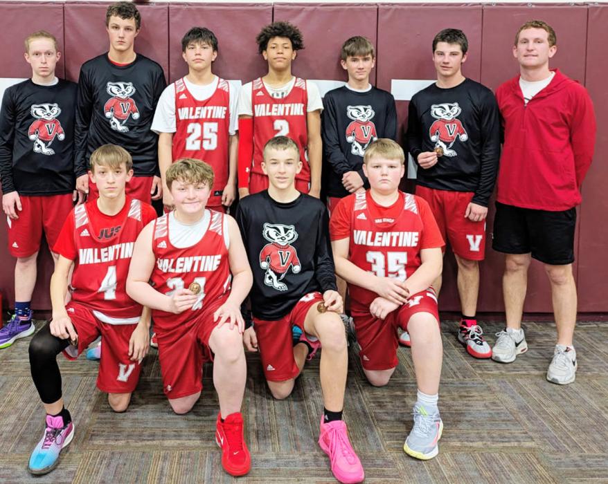 Back row, L to R: Wade Daugherty, Connor Lurz, Andrew Red Bird, Royal Foote, Eli Huddle, Mason Hamilton, Coach Brooks Coleman. Front row, L to R: Banks Beebout, Harrison Bargen, Ty Benson, Caden Gale.