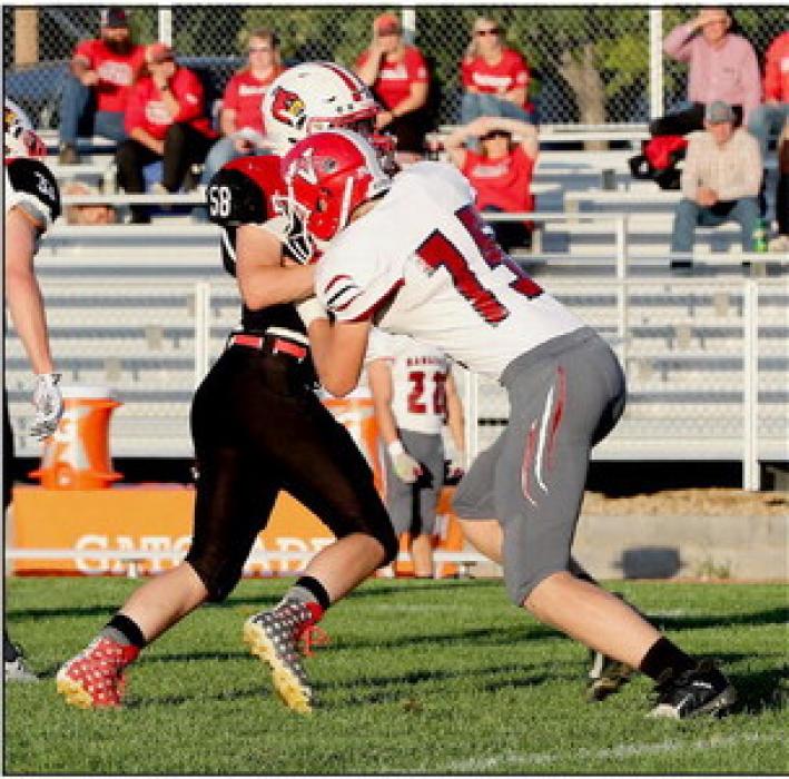 Left offensive tackle Quinton Nelson #75, blocks Chadron’s #58.