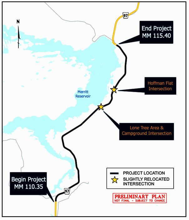 Construction planned to begin on Highway 97 by Merritt Reservoir