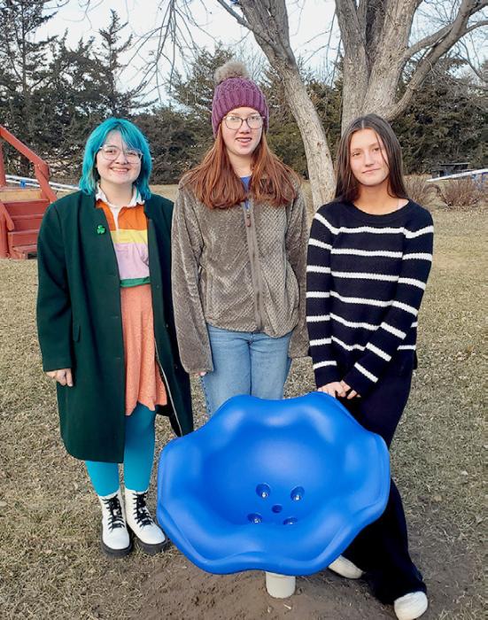 Lilybet Rolfe, Ruthie Kaup and Ellison LaDeaux raised $5,155 and were able to purchase the swings and the spinner chair, above, with the extra money earned from their summer carnival.