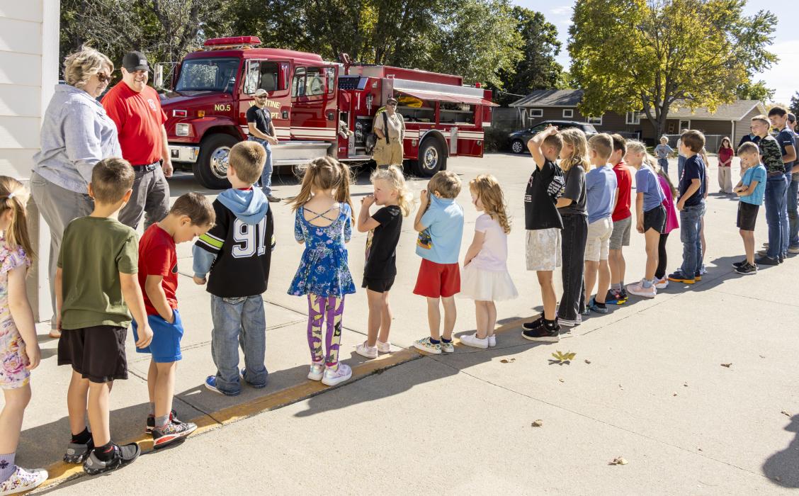 Valentine Volunteer Firefighters bring safety, knowledge and smiles to Grace Lutheran students