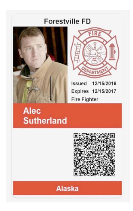 Above is an example of a Salamander ID Card. Salamander is a checkin system for emergency response personnel and equipment.
