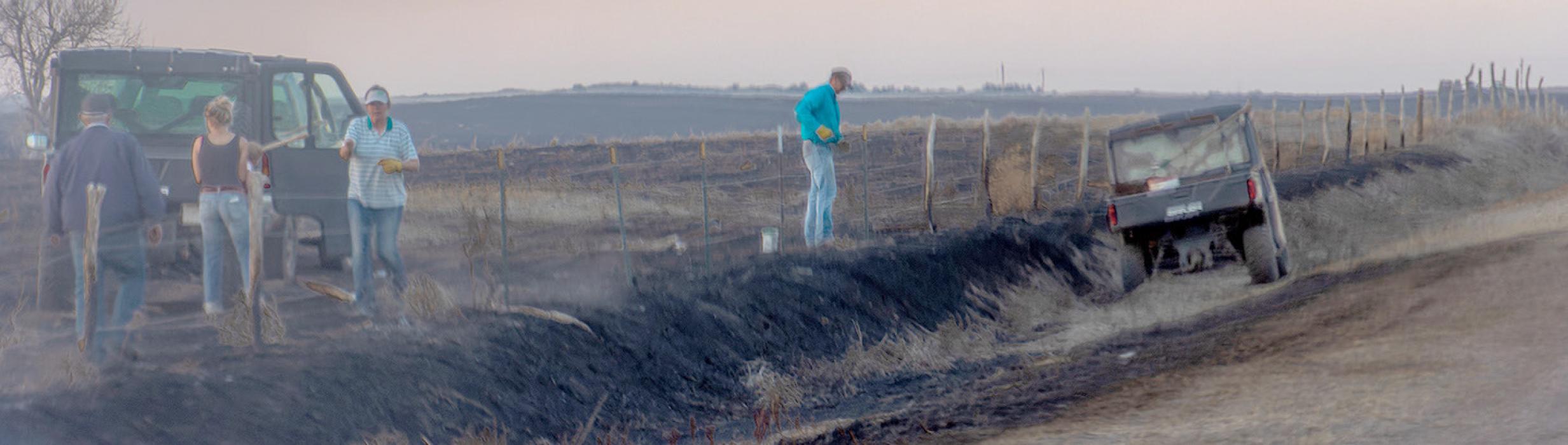 The resiliency of the area’s ranchers was noticed as they replaced fence posts while their ground was still smoking, and the sun going down.